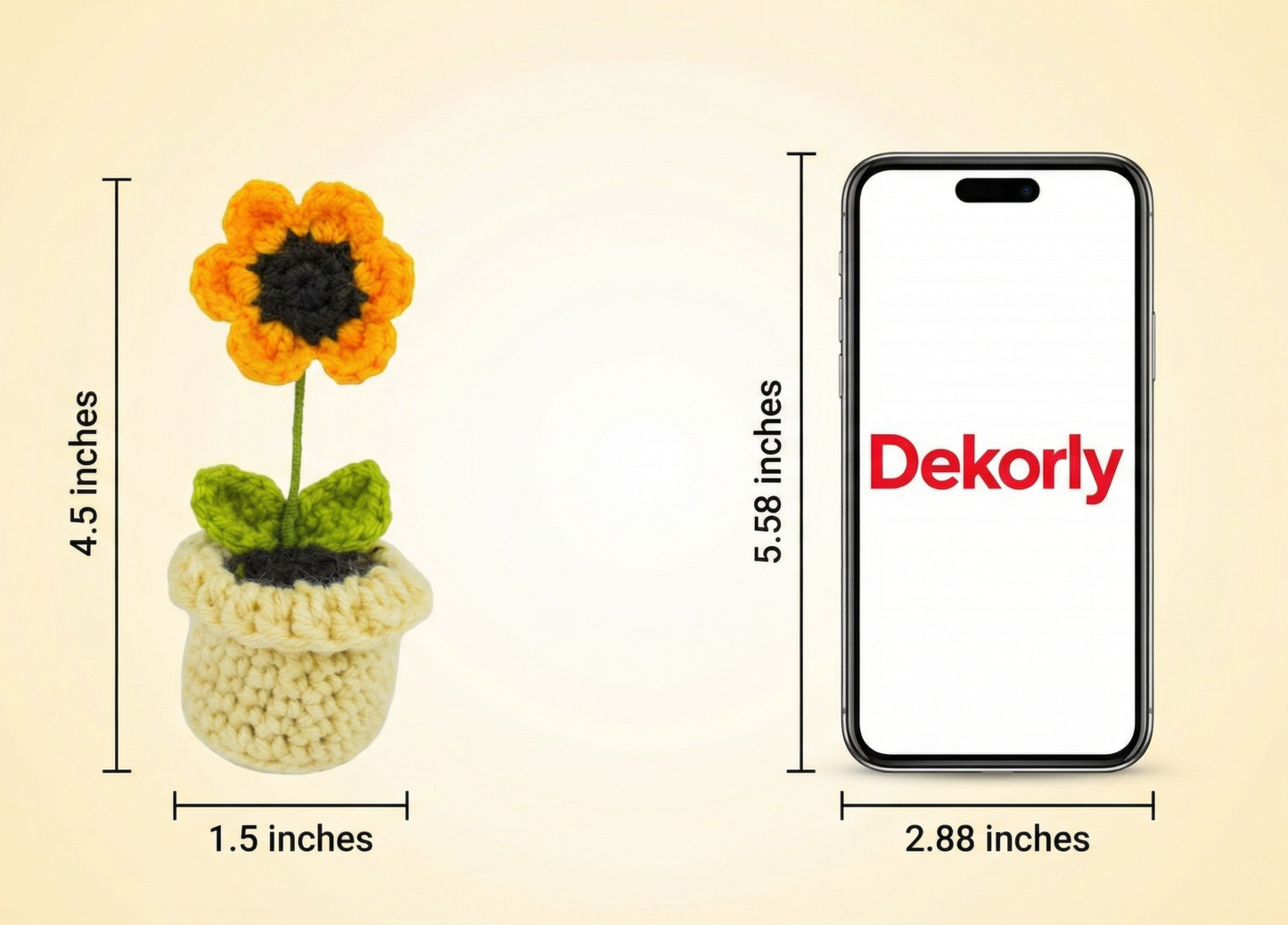 Dekorly Handmade Crochet Sunflower Plant with Pot – Pack of 2, Yarn Flower Home & Desk Decor Gift Set