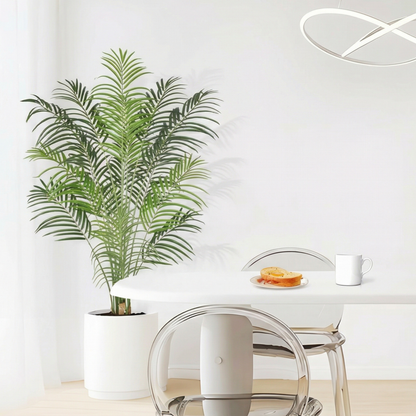 Dekorly Artificial Palm Tree 5.5ft Tall Fake Palm Tree Indoor Decor with 15 Trunks and Real Bark Design Faux Tropical Areca Palm Silk Floor Plant in Pot for Home Office Living Room Bedroom Decor 1pcs