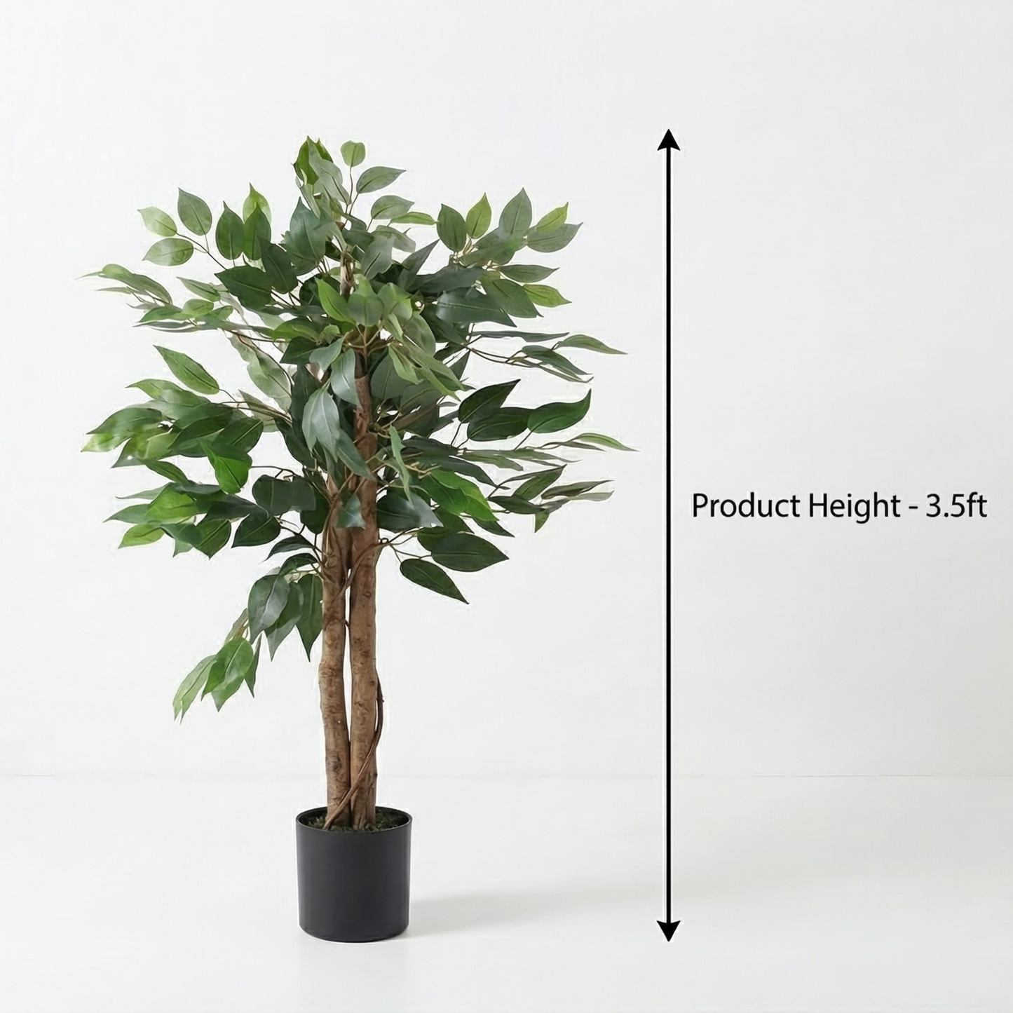 Dekorly 3.5ft Artificial Ficus Tree with Pot – Realistic Twisted Trunk Tall Faux Indoor Plant for Living Room, Bedroom, Office & Modern Home Decor