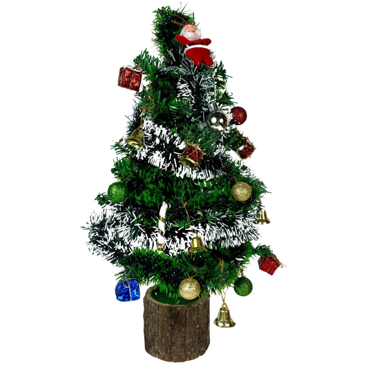 Dekorly Fully Decorated Tabletop Mini Christmas Tree (2 Ft.) - Prelit Artificial Desktop Tree with Ornaments, Perfect Xmas Decoration for Home & Office