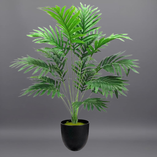 Dekorly Plastic Artificial Palm Plants Leaves Faux Turtle Leaf Fake Monstera Tropical Large Palm Tree Leaves Outdoor Leaf Decorations | 26Inch Plants(Areca Plant)