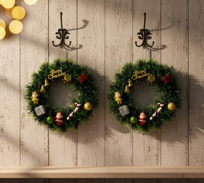 Dekorly Premium Artificial Christmas Wreath with Santa Claus, Baubles & Candy Cane – Front Door Decoration For Indoor/Outdoor Décor