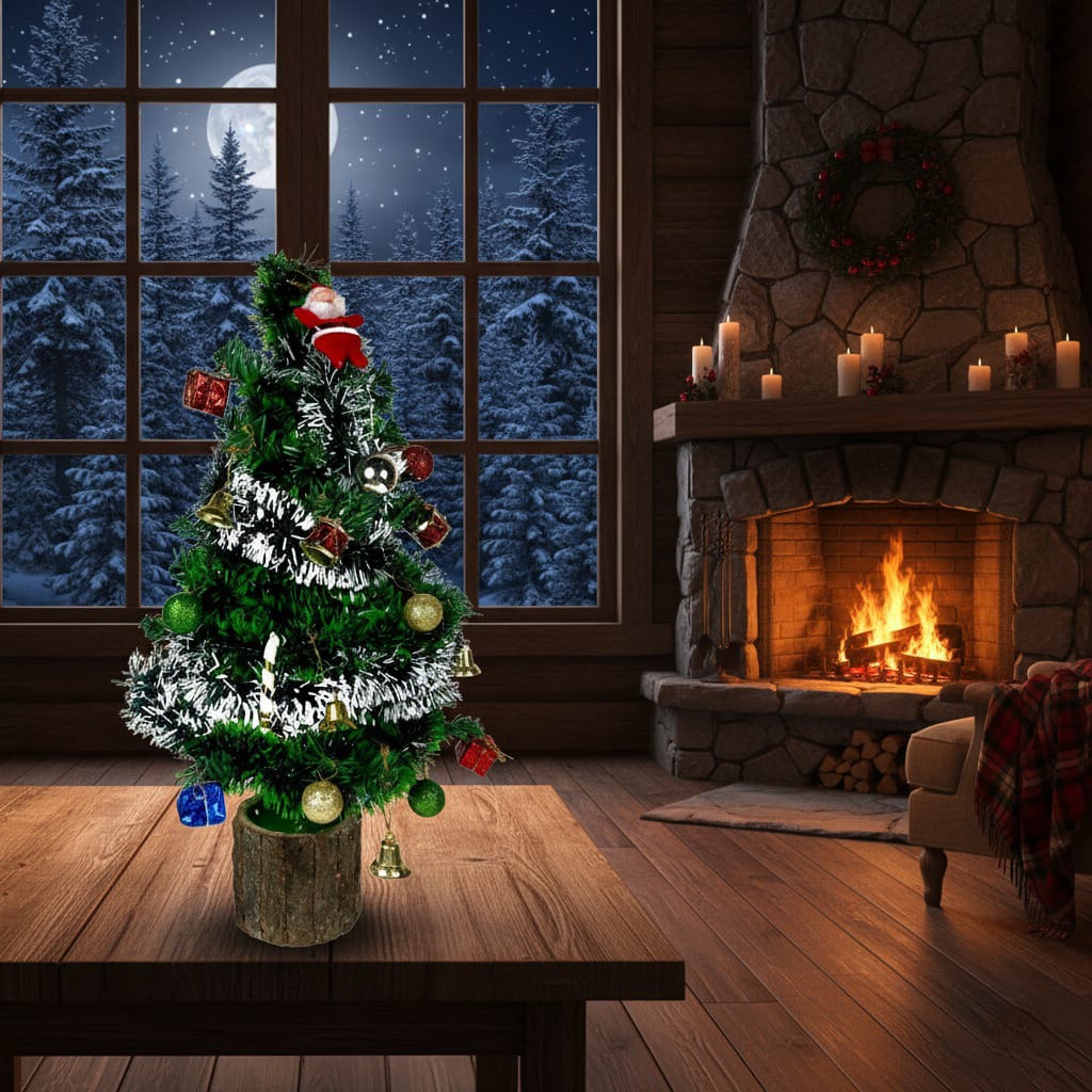 Dekorly Fully Decorated Tabletop Mini Christmas Tree (2 Ft.) - Prelit Artificial Desktop Tree with Ornaments, Perfect Xmas Decoration for Home & Office