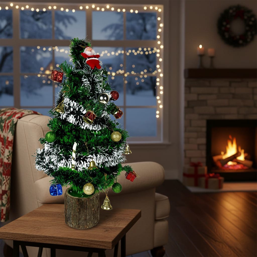 Dekorly Fully Decorated Tabletop Mini Christmas Tree (2 Ft.) - Prelit Artificial Desktop Tree with Ornaments, Perfect Xmas Decoration for Home & Office