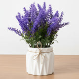 Dekorly Artificial Lavender Plant in White Pot, 18cm – Realistic Faux Flower Arrangement for Home & Office Décor.