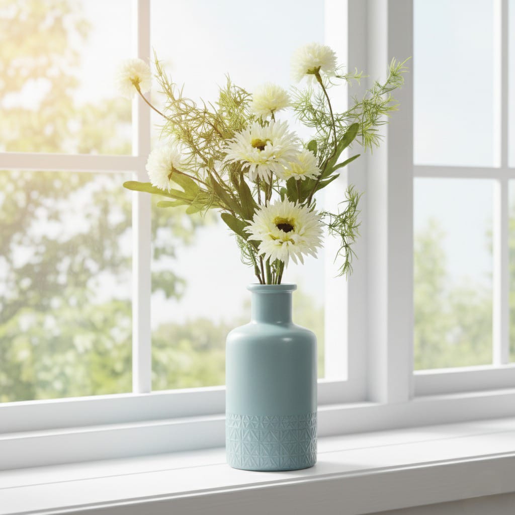 Dekorly White Artificial Rose Bouquet | Real-Looking Rose Flowers, Mini Daisy Flower & Wild Grass Table Décor for Home, Living Room, Office & Vase Decoration