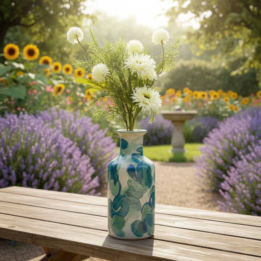 Dekorly White Artificial Rose Bouquet | Real-Looking Rose Flowers, Mini Daisy Flower & Wild Grass Table Décor for Home, Living Room, Office & Vase Decoration