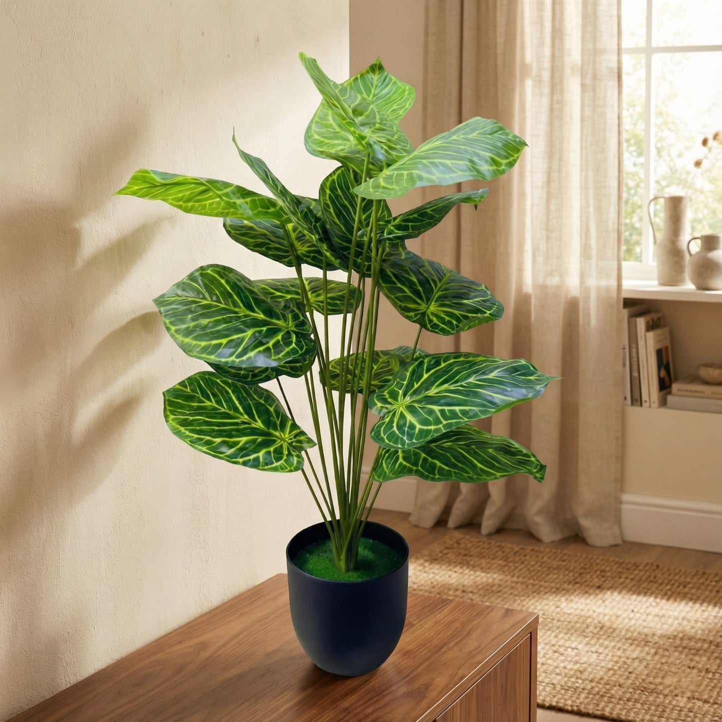 Dekorly Plastic Fake Plants Artificial Floor Plants Large Tropical Palm Tree for Home Decor (Dumb Cane)