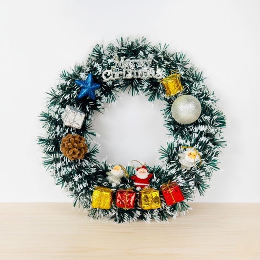 Dekorly Premium Artificial Christmas Wreath with Santa Claus, Baubles & Candy Cane – Front Door Decoration For Indoor/Outdoor Décor