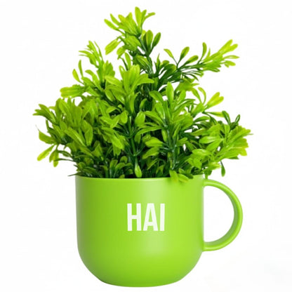 Dekorly Colorful Wall-Mounted Mug Planters with Faux Greenery(20 CM)- Wall Decorative Pots for Vibrant Home & Office Decor| Pack of 3