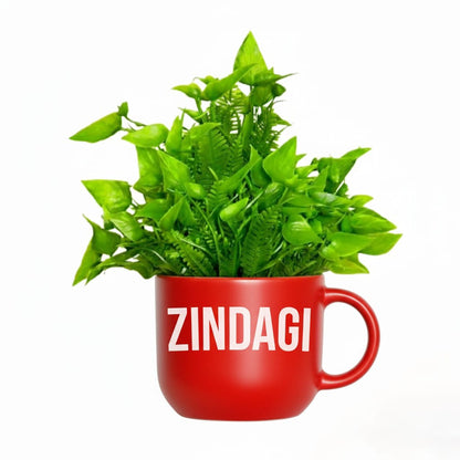 Dekorly Colorful Wall-Mounted Mug Planters with Faux Greenery(20 CM)- Wall Decorative Pots for Vibrant Home & Office Decor| Pack of 3