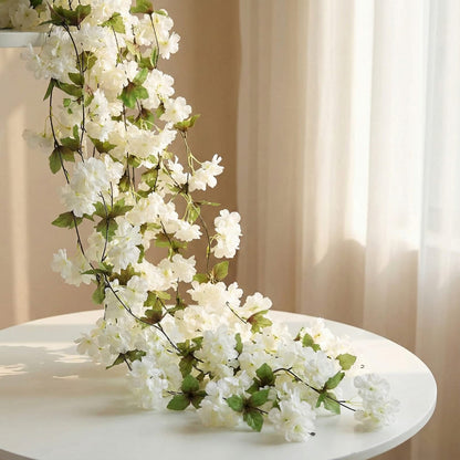 Dekorly 7.50ft Artificial Blossoms Flower Garland – Silk Floral Vine with Green Leaves for Home, Party & Wedding Decor(Pack of 2)