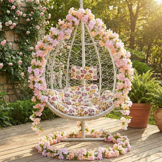 Dekorly 7.50ft Artificial Blossoms Flower Garland – Silk Floral Vine with Green Leaves for Home, Party & Wedding Decor(Pack of 2)