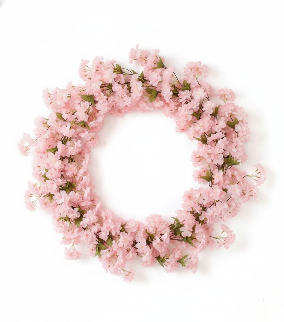 Dekorly 7.50ft Artificial Blossoms Flower Garland – Silk Floral Vine with Green Leaves for Home, Party & Wedding Decor(Pack of 2)