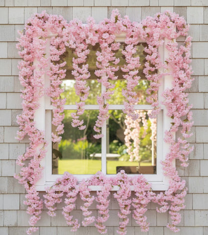 Dekorly 7.50ft Artificial Blossoms Flower Garland – Silk Floral Vine with Green Leaves for Home, Party & Wedding Decor(Pack of 2)