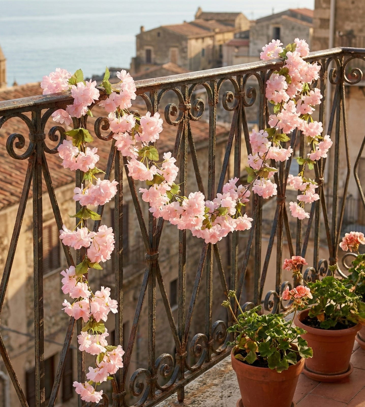 Dekorly 7.50ft Artificial Blossoms Flower Garland – Silk Floral Vine with Green Leaves for Home, Party & Wedding Decor(Pack of 2)