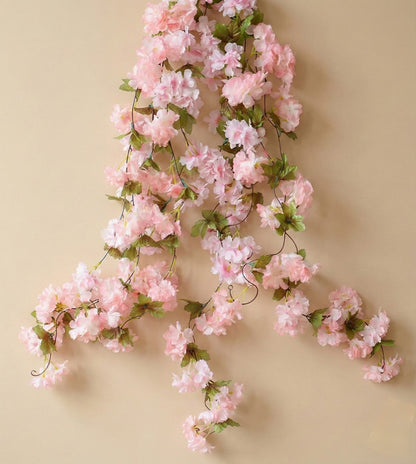 Dekorly 7.50ft Artificial Blossoms Flower Garland – Silk Floral Vine with Green Leaves for Home, Party & Wedding Decor(Pack of 2)