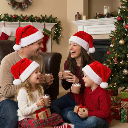 Dekorly Christmas Santa Hats – Soft Plush Red & White Holiday Hat with Pom Pom, Comfortable Fit for Parties, Photos & Festive Events
