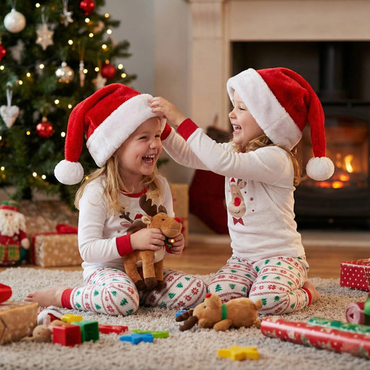 Dekorly Christmas Santa Hats – Soft Plush Red & White Holiday Hat with Pom Pom, Comfortable Fit for Parties, Photos & Festive Events