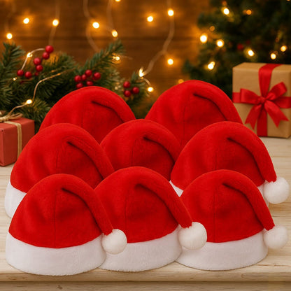 Dekorly Christmas Santa Hats – Soft Plush Red & White Holiday Hat with Pom Pom, Comfortable Fit for Parties, Photos & Festive Events