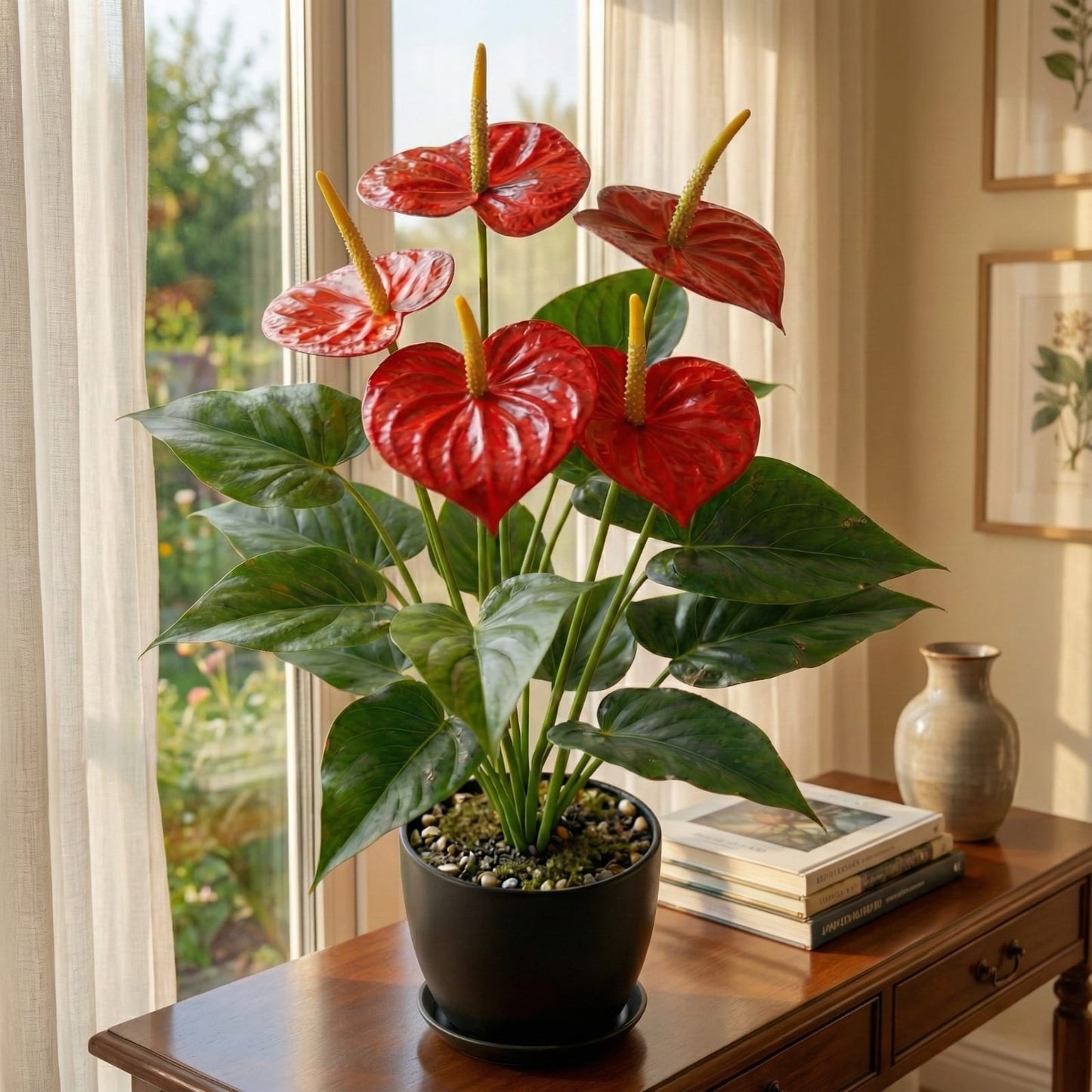 Dekorly Fake Plants Artificial Floor Plants Large Tropical Palm Tree Tall Monstera in Pot for Indoor Outdoor Home. (Anthurium Plant)