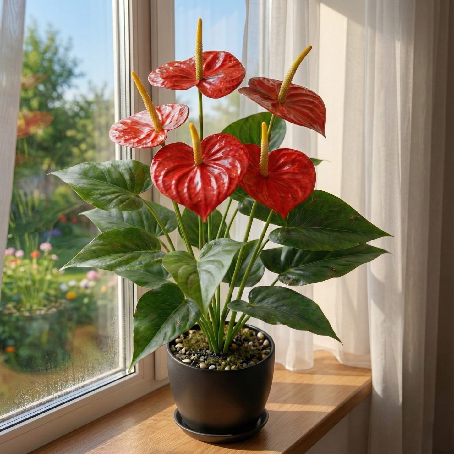 Dekorly Fake Plants Artificial Floor Plants Large Tropical Palm Tree Tall Monstera in Pot for Indoor Outdoor Home. (Anthurium Plant)