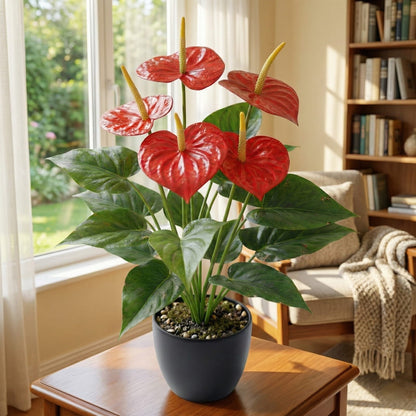 Dekorly Fake Plants Artificial Floor Plants Large Tropical Palm Tree Tall Monstera in Pot for Indoor Outdoor Home. (Anthurium Plant)