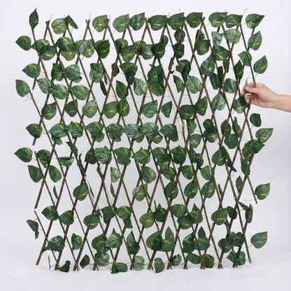 Dekorly Artificial Ivy Leaf Trellis Fence, 10ft x 4ft Expandable Grass Fence, UV Protected Faux Greenery for Outdoor & Indoor Use