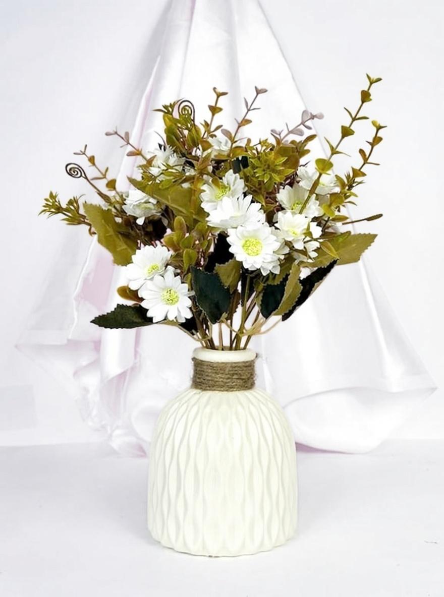 Dekorly Artifical Set of 2 Faux Daisy Flower Bunch Realistic Look – Ideal for DIY Bouquets, Table Décor, Crafts, Home Decor, Bedroom,Living Area and Office use Without vase