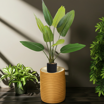 Dekorly 1 Pc 3'5 ft Artificial Banana Leaf Plant with Pot for Home Decor| Balcony | Garden| Bedroom| Living Room| Wedding Decoration (6 Leaves)