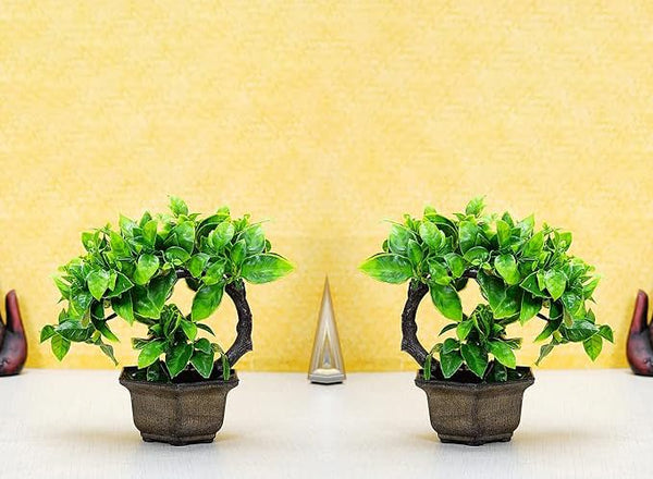 Dekorly Artificial Plants, Plastic Faux for Bathroom Home Office Décor Small Plant pack of 2