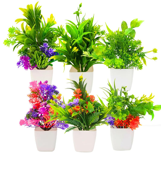 Dekorly Multicolour Mini Artificial Plants Potted Fake Bonsai Ball Plant