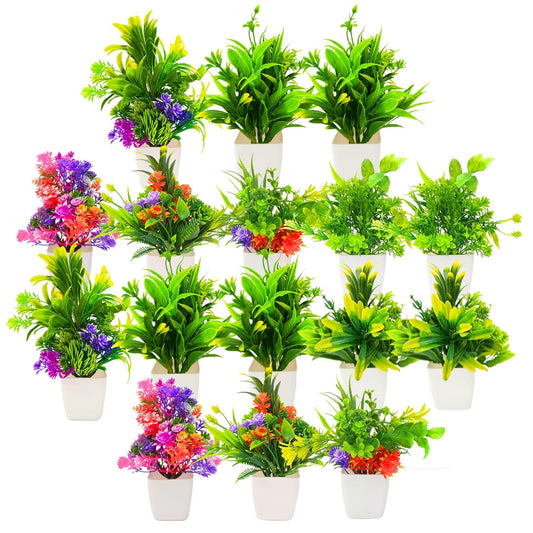 Dekorly Multicolour Mini Artificial Plants Potted Fake Bonsai Ball Plant