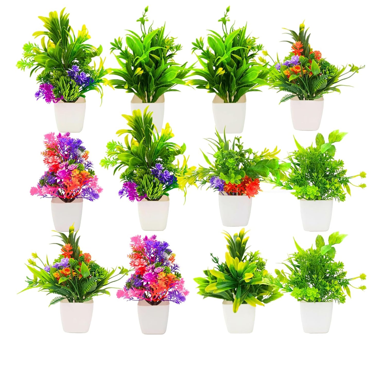 Dekorly Multicolour Mini Artificial Plants Potted Fake Bonsai Ball Plant
