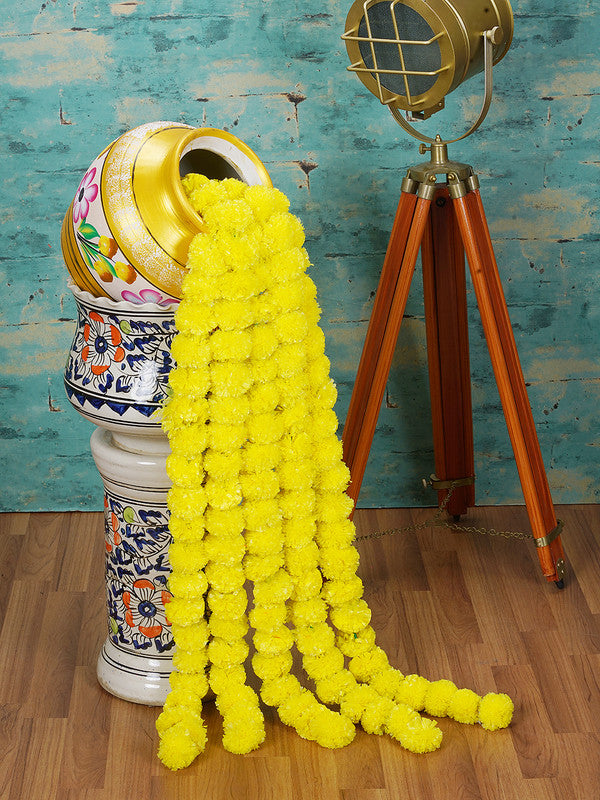 Dekorly Artificial Marigold Flowers Garland Home Office Decor-Single Color(yellow)- Set Of 5