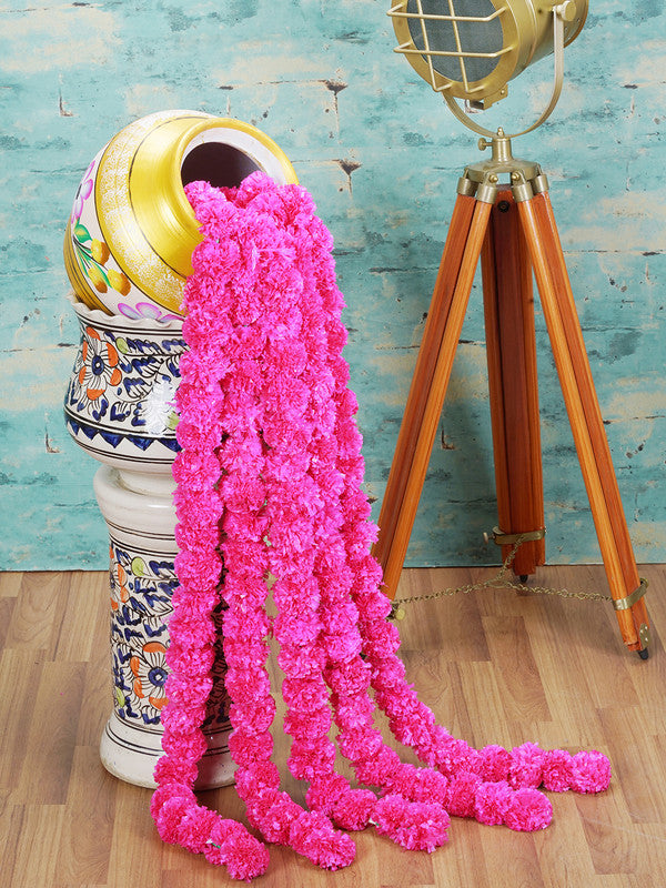 Dekorly Artificial Marigold Flowers Garland Home Office Decor_Single Color(pink)